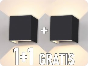 LED-Wandleuchte LEDOM 2x3W, 450lm, IP54, schwarz, 1+1 gratis! [478177]