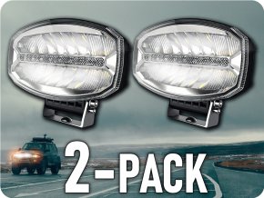 LED Fernscheinwerfer oval mit Tagfahrlicht (DRL), 58W/11,8W, 12/24V, 60cm Kabel/2-PACK! [L3415]