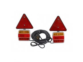 Set LED-Licht 5 Funktionen (Rücklicht, Bremse, Fahrtrichtung, Kennzeichen, Rückstrahler) 12/24V mit Magneten, Kabeln und Reflexdreieck [L1855]