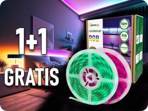 Set RGB-LED-Streifen 2x5m + Netzteil + Steuerung + PIR-Sensor, Reichweite 2m, 2,5W/m, 1+1 gratis!