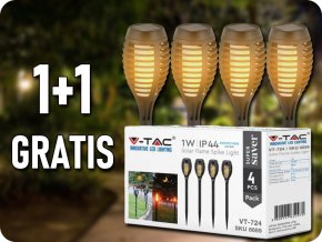 Solar LED Einbauleuchte Flamme 1W, 2200K, IP44, Packung 4St, 1+1 gratis!