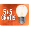 LED Glühbirne - 6W Filament E27, G45, 5+5 gratis!