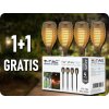 Solar LED Einbauleuchte Flamme 1W, 2200K, IP44, Packung 4St, 1+1 gratis!
