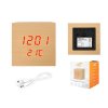 LTC CUBE Wecker mit Thermometerfunktion, Stromversorgung 3xAAA / USB 5V, HOLZdekor