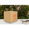 LTC CUBE Wecker mit Thermometerfunktion, Stromversorgung 3xAAA / USB 5V, HOLZdekor