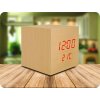 LTC CUBE Wecker mit Thermometerfunktion, Stromversorgung 3xAAA / USB 5V, HOLZdekor