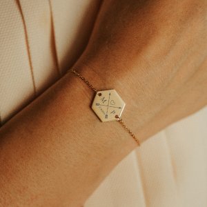 hexagon zlaty inicialy v sipu