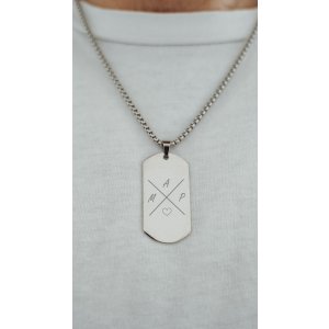 Pánský náhradelník s textem Stamp - stříbrný (ZVOLTE VZHLED PÍSMA: Freestyle, ZVOLTE MOTIV GRAVÍROVÁNÍ: JMÉNA SE SRDCEM)