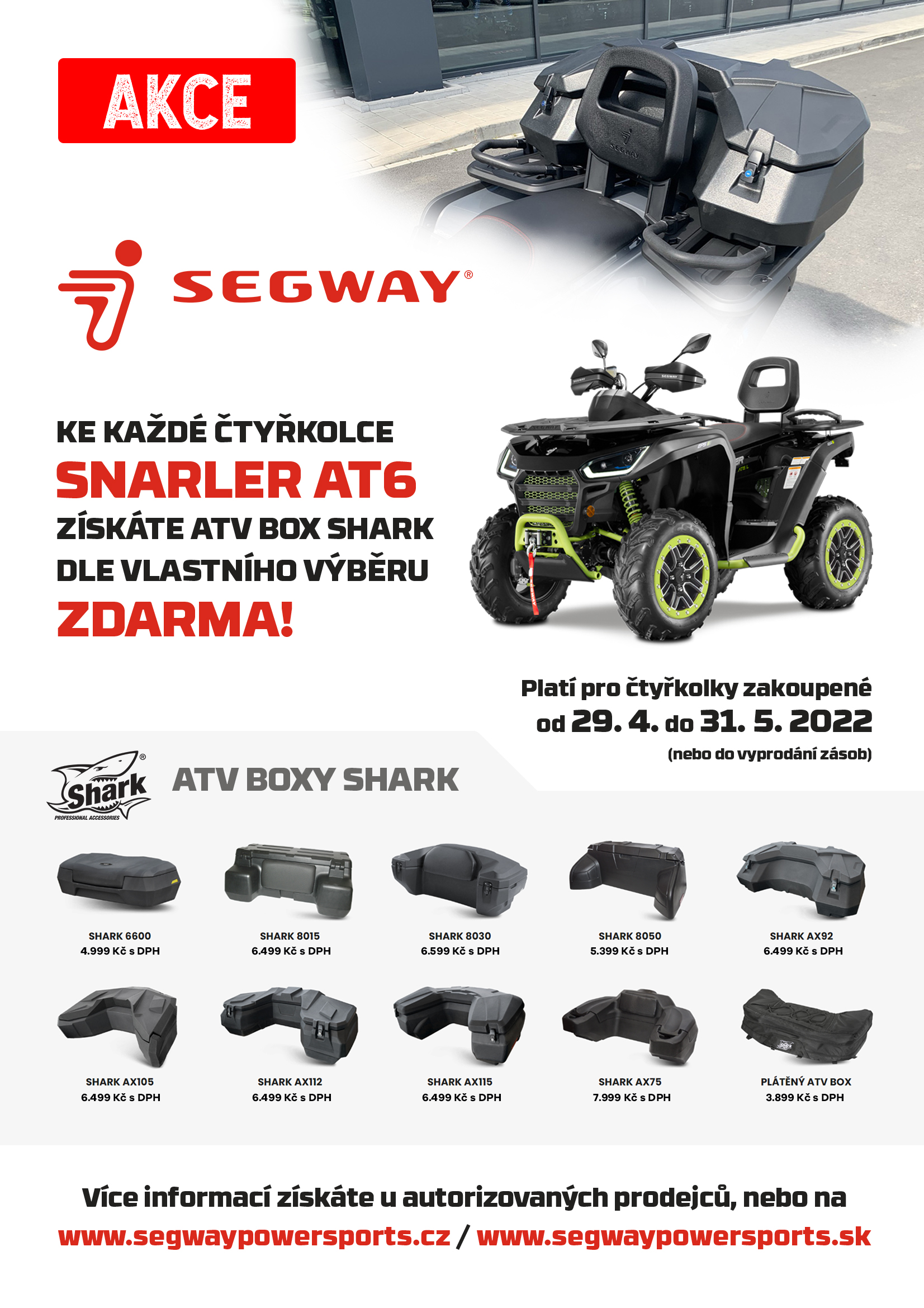 Ke čtyřkolkám Linhai, TGB, Segway zadní box ZDARMA!