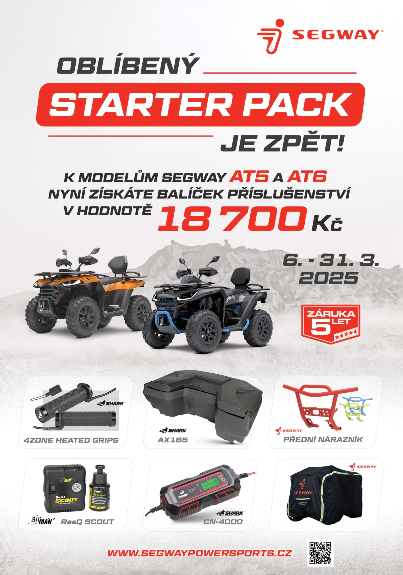 AKCE STARTER PACK na čtyřkolky SEGWAY - dárky v hodnotě 18.700,- Kč