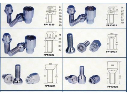 3132 sada bezpecnostnich sroubu vnejsi zamek fel kratky m12 x 1 5 delka zavitu 25mm kulove sedlo