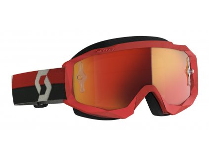 brýle HUSTLE X MX, SCOTT (červené/šedé, oranžové chrom, plexi s čepy pro slidy)