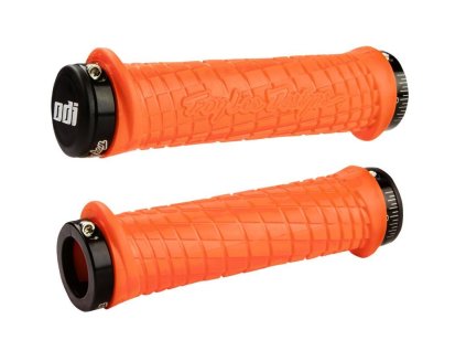 ODI GRIPS Troy Lee Designs Signature ATV Lock-On Bonus Pack Orange w/Black Clamps