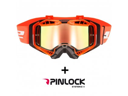 LS2 AURA PRO GOGGLE BLACK ORANGE WITH IRIDIUM VISOR