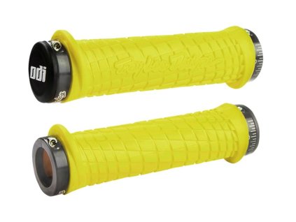 ODI GRIPS Troy Lee Designs Signature ATV Lock-On Bonus Pack Yellow w/Gray Clamps