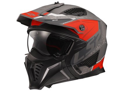 LS2 OF606 DRIFTER DEVOR M.SILVER TITANIUM RED-06 (velikost L, pohlaví a věk unisex)