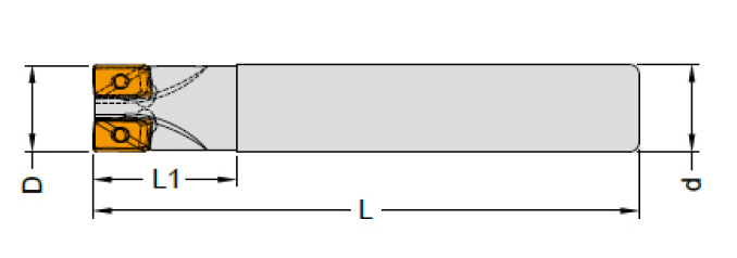 Stopková fréza D12, 3zuby pro destičky XOMT0602 - 12x20x100x12