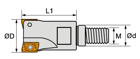 Šroubovací fréza D12, 3zuby pro destičky XOMT0602 - L1=18, d=6,5, M6