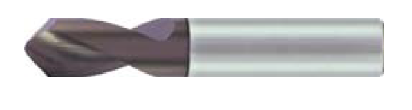 Karbidový vrták pro srážení s úhlem 45° (90°) tolerance H8 průměr D=1,3mm Dm=0,3mm