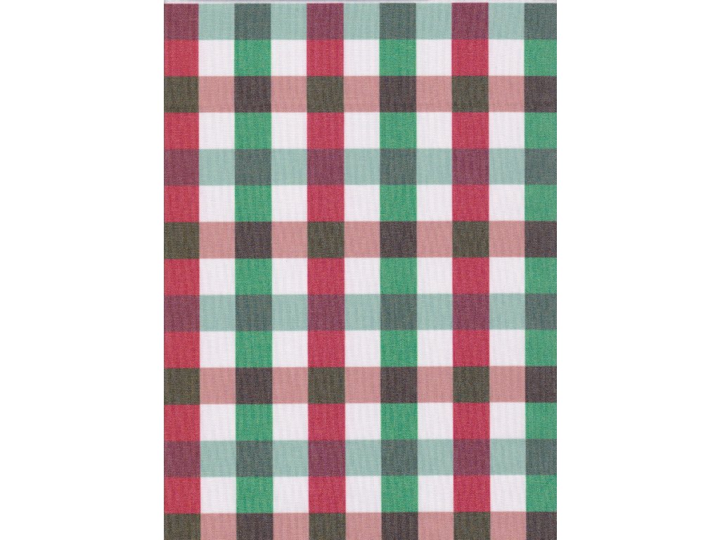Ubrus Vánoční vínová- zelená -bílá kostička 2x2 cm - A.Weinberger - český  bytový textil
