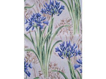 Lehátkovina modré květy na béžovém podkladu