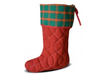 Vánoční nadílková bota červená, zelená kostička
