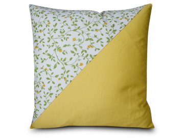 Polštář 40x40cm - povlak na zip - kytičky, žlutý