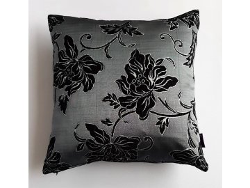 Povlak a polštář-černobílé květy na šedém podkladu