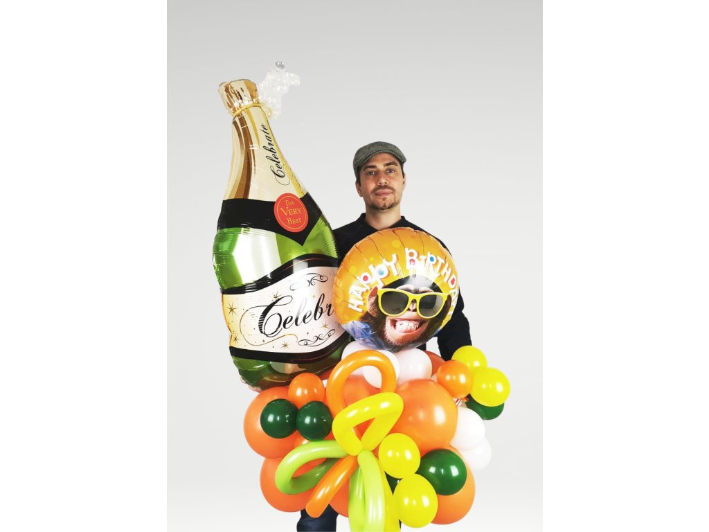 narozeninové balonky párty balonky šampaňské láhev sektu champagne dárek dárky (1)
