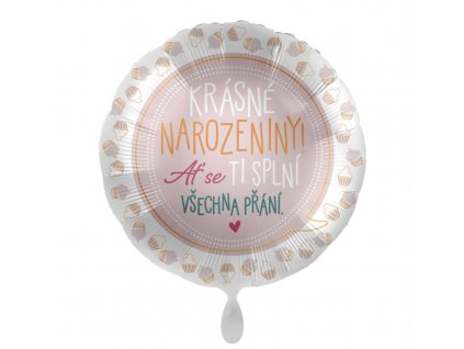 Fóliový balónek "Krásné narozeniny! Ať se ti splní..." 43cm