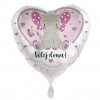 Fóliový balónek srdce růžové "Vítej doma" 43 cm
