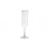 Plastové skleničky na šampaňské stříbrné třpytky 4ks