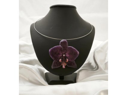 Náhrdelník orchidej Eternelle stříbrná obruč