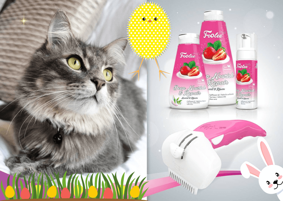 kočka s růžovým hřebenem na vyčesávání srsti Foolee