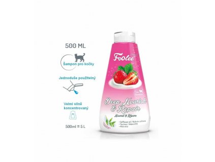 Šampon pro kočky Foolee Beauty Deep Nourish & Repair pro hloubkovou výživu a regeneraci srsti koček, kotat a kočkovitých šelem 500ml a 250 ml