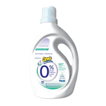 Hypoalergénny prací gél Clever Neutro+ Color& White 1,56L/26PD -  s 0% obsahom agresívnych látok a certifikátom ECOLABEL Vhodné pre deti