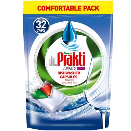Gélovo práškové kapsule do umývačky riadu DR.Prakti All in1-32ks