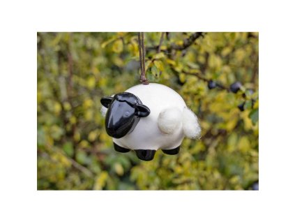 Závěsná keramická ovečka pro ptáky s hnízdní výstelkou