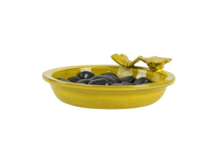 Pítko pro hmyz keramické žluté s oblázky