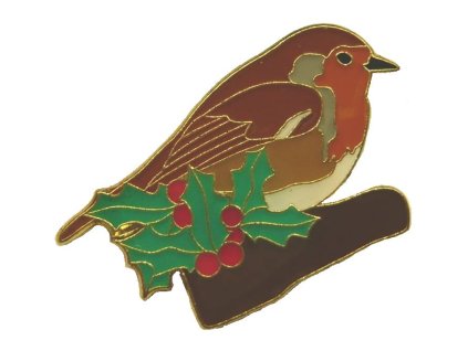 Odznáček - červenka obecná - vánoční