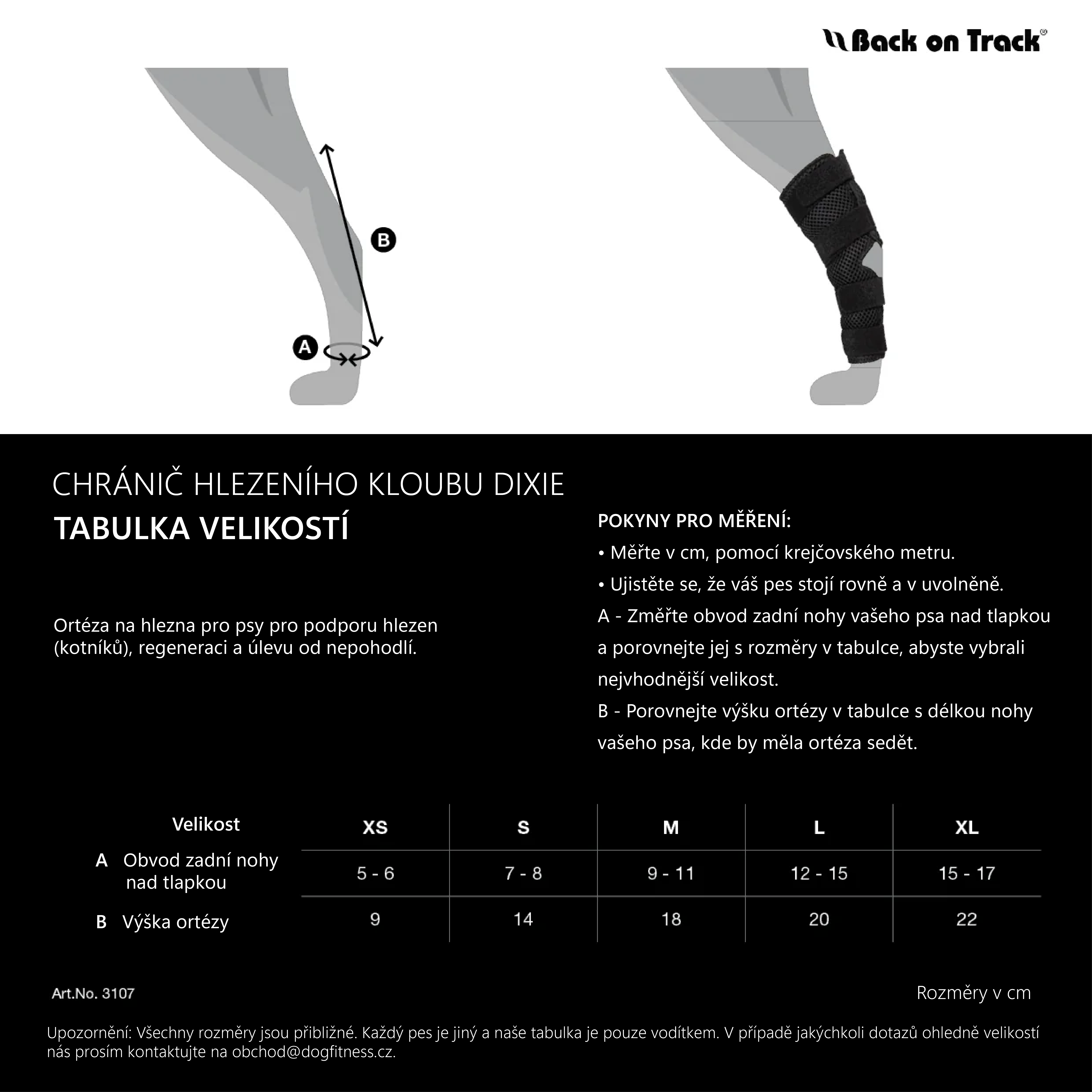 3107DixieDogHockBraceSizeChart