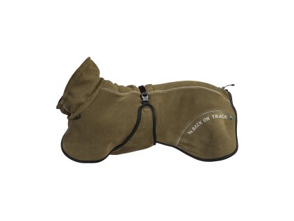 3243 BAY Fleece Dog Coat, High set tail Olive 01 Web