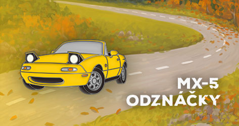 Kovové odznáčky s Mazdou MX-5