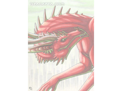 ACEO rudy drak vyprodano