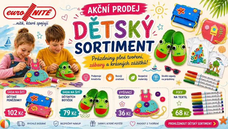 Tvoření s dětmi, zábava o prázdninách aktivity pro děti při špatném počasí. Kreativní sady na šití pro děti.