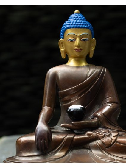 Socha Buddha Šákjamuni - bronzový s pozlaceným obličejem