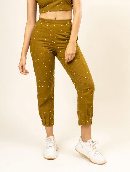 Kalhoty se záhyby nancy - Upcyklovaná balvna - batikované