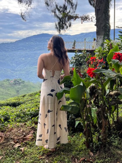 šaty lola - Upcyklovaný len - tištěné