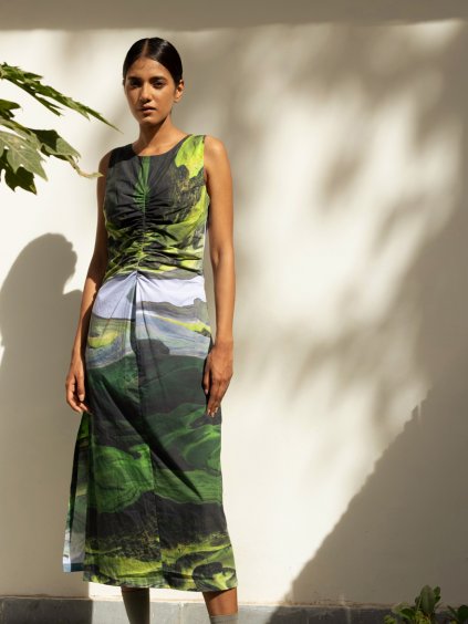 Šaty Sarah - Upcyklovaná balvna - tištěné