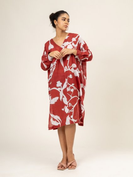 Kaftan helen - Upcyklovaná bavlna a len - tištěné